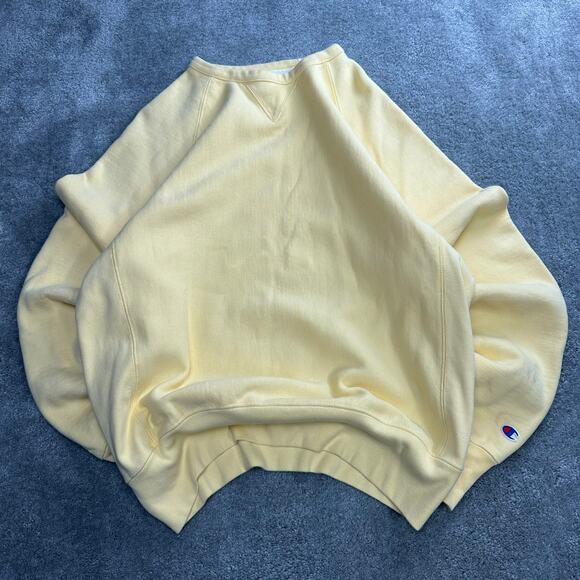 Vintage Champion Reverse Weave Sweatshirt Size Medium Yellow Y2K 90s Baggy - Picture 1 of 5